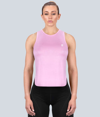 Born Tough Limitless Muscle Flexible Fabric Pink Sheer Gym Workout Tank Top for Women
