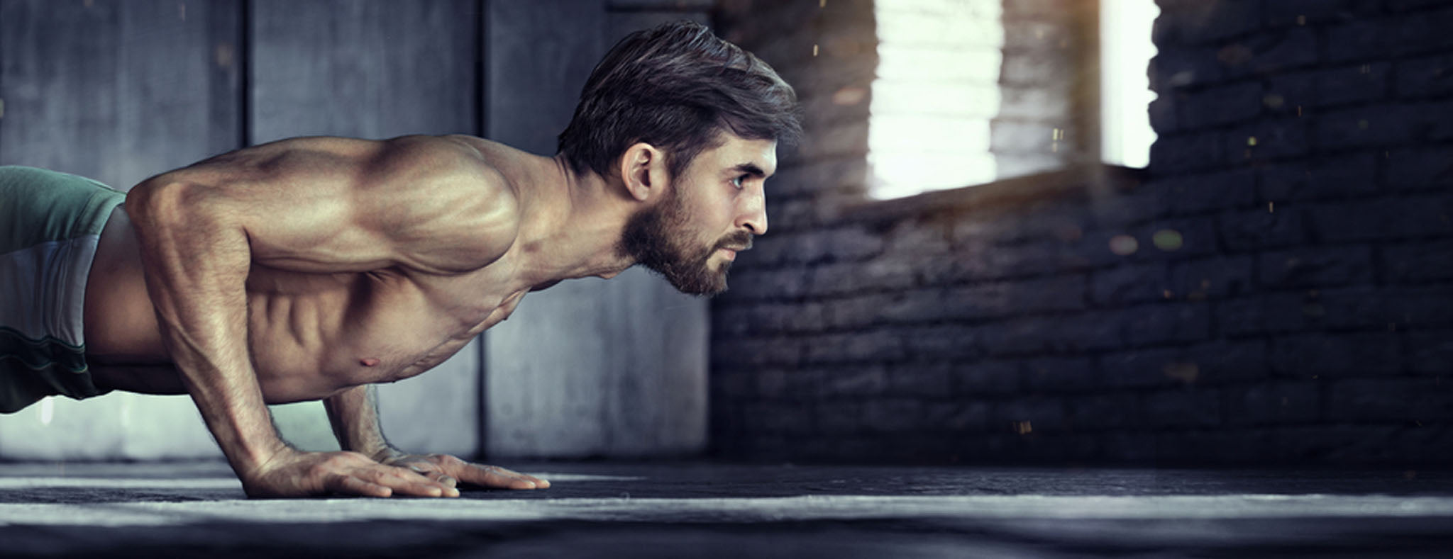 Shirtless men pushup 